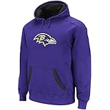 Baltimore Ravens Girl 'sサイズSmall 7 / 8フリースTackle Twillロゴフード付きVネックSweatshirt – パープル