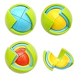ビルディングブロックパズルボール、3Dパズルボール迷路おもちゃ、子供の知能開発3次元パズル、子供のための誕生日ギフトおもちゃ（カラーグリーンレッドランダム）