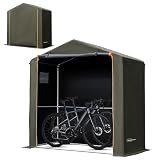 Anovara(アノヴァラ) サイクルハウス バイクガレージ サイクルポート 1台用〜2台用 自転車置き場 屋外 サイクルガレージ バイク ガレージ ガレージテント 自転車 テント 屋根 車庫 自転車小屋 バイク テント 大な正門 物置 屋外 耐水圧2000mm 防水防風防塵遮熱 (ミリタリーグリーン、ロゴ入り)