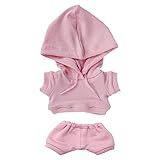 niannyyhouse　15cm ぬいぐるみ 服　ストレッチ　ソリッドカラー　スポーツウェア　パーカー　ズボン　着せ替え　綿人形　アクセサリー (pink, 15cm)