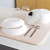 coco nature 水切りマット キッチン 食器 大判 速乾 乾燥 吸水 ベージュ 41㎝×46㎝【全8色】