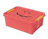 スマイルボックス Ｓサイズ(レッド) 6色 ふた付き収納 子供部屋 スタッキング可能 整理整頓 持ち手つき 持ち運び便利 カラフル かわいい 絵本収納 おもちゃを片づけ