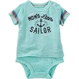 OSHKOSH(オシュコシュ) フロックドダブルデッカーボディスーツ グリーン ロンパース半袖 12ヶ月【並行輸入】