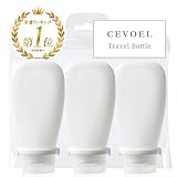 CEVOEL トラベルボトル 【特殊3重蓋構造】 旅行用 シャンプーボトル トラベルセット シリコン製3個セット (半透明, 90ml)