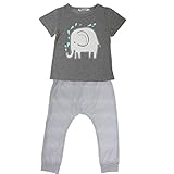 Lovoski 赤ちゃん　ベビー　半袖　コットン　Tシャツ　トップス　ハーレムパンツ　2点セット　遊び着　全4サイズ - 80