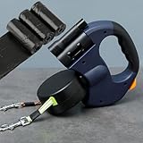 HAKONA 犬 リード 伸縮ダブルリード 犬猫 2頭引きリード3m伸びるリード ledライト付きリード 大型犬中型犬小型犬のリード2匹 ゴミ袋付き調節可能散歩 ペットリード 360°回転絡まない多頭飼い リード 反射 ジョイントリード自動巻き取り式犬用リード(ブルー)