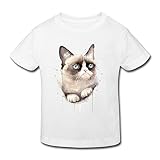 星 ２～６歳子供 半袖 男の子 女の子 猫柄 ペット 可愛い 黒白 オリジナル ティー Tシャツ White 3 Toddler