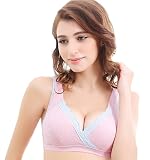 (ケコ) Keko マタニティ ブラ クロス タイプ 授乳 ブラジャー マタニティー 産前 産後 (L, ピンク&ブルー)