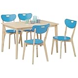 ダイニングセット 5点【ダイニングテーブル(ナチュラル天板)幅120cm＆チェア4点(ブルー）セット】 木製 【COPAIN】コパン 【開梱設置】【代引不可】 生活用品 インテリア 雑貨 インテリア 家具 テーブル ダイニングテーブル ダイ