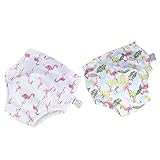 B Blesiya 全7色2サイズ　赤ちゃん　トイレトレーニングパンツ　おむつ　トイレ　布おむつ　防水トレーニングパンツ　 - フラミンゴ, （11-14KG用）