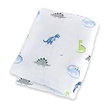 Lulujo Baby Muslin Cotton Swaddling Blanket, Prehistoric Pals, 47" x 47" by lulujo Baby [並行輸入品]