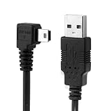 CY 5m 3m 1.8m 0.5mミニUSB Bタイプ5ピンオス - USB 2.0オスデータケーブル、フェライト直角左斜め上向き、斜め下向き90度ブラック（1.8m、直角）