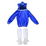 Zyurong 養蜂防護服　プロ防護服　養蜂ジャケットベール　養蜂用 防護服 蜂防護服 上服 フェイスネット　手袋 2点 セット　害虫駆除 蜂 駆除 ぶよ 蚊 対策 虫よけ 養蜂 草刈り ガーデニング