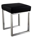 Cortesi Home Tilio Stainless Steel Stool in Black Leather Like Vinyl and Brushed Nickel [並行輸入品]