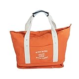 【ANION】持ち手に通せる レディース ハンド トート バッグ 大容量 旅行 靴収納 トラベルバッグ 全4色 (オレンジ)