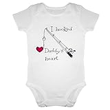MIOIM ベビー服 ロンパース 新生児 女の子 男の子 ハート かわいい カバーオール ボディスーツ I hooked Daddy's Heart 英字柄 半袖 Tシャツ 出産祝い 肌着 子供服 キ