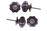 Hurry-up-Set of 4 Ceramic Purple Pumpkin Decorative Antique Door Knobs- Cabinet / Girls Dresser / Ki