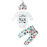 3点セット（ロンパース＋パンツ+ 帽子）Little Man　 ベビー服　男の子　赤ちゃん服　幼児　子供服　男の子　丸首　4サイズ　キッズ服　ロンパース カバーオール　満月/出産祝い/プレゼント70C