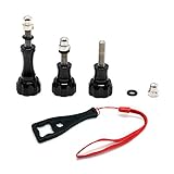 ID 3pcsアルミ蝶ネジセット+レンチfor GoProセッション、Hero 6 / 5 / 4 / 3 + / 3 / 2 / 1、ブラック