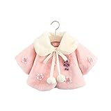 Pojour ベビー服 子供服 女の子 秋冬 防寒 フワフワコート おしゃれ かわいい花ジャケット 厚手 長袖 暖かい ベビールームウェア 普段着 カジュアル 旅行 記念日 プレゼント ピンク