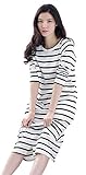 超リラックス マタニティワンピース チュニック パジャマ 七分袖 ボーダー (L)