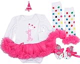 TANZKYベビー女の子誕生日ドレス1stチュチュOutfitヘッドバンドレギンス靴4pcs カラー: ピンク