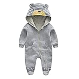 Zhhlinyuan ロンパース カバーオール Newborn ベビー Boy Girl Infant Long Sleeve Hooded Romper Jumpsuit Bodysuit Outf