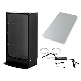 【福袋】【地球家具】フィギュアラック「レギュラー」新シリーズセット 幅55cm 奥行29cm 【正規品】[鍵付きコレクションケース] [耐震]（開き戸 ロータイプ本体+背面ミラー1枚+LEDセット） ブラック