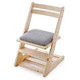 LOWYA （ロウヤ） 木製チェア 学習チェア 座面5段階昇降 天然木 ファブリック座面 ランドセル収納可能 キッズ家具 ナチュラル/グレー おしゃれ 新生活