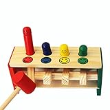 YUANSHOP1 叩くおもちゃ 木のおもちゃ キッズ 子供 ハンマートイ 知育玩具 トントン打って飛んでいく 4本ペグ+ハンマー セット 大工セット 面白い
