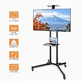 テレビ台 液晶テレビスタンド 32-70インチテレビ対応 ハイタイプ 高さ&ラック調整可能 VESA600*400mmまで対応 キャスターと棚板付き 移動式 耐荷重50kg 一年保証 (ネジ、日本語説明書付き)