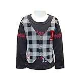 (ポスター) POSTAR　フェイク ベスト付 長袖Tシャツ　チャコール　95cm