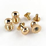 【KAMONレザー】ギボシ ゴールド 4個セット 頭9mm ネジ式 留め具 金具 レザークラフト 手芸 パーツ