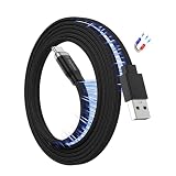 Magtame USB-Type Cケーブル 磁気内蔵 絡み防止 フラット形状 USBタイプCケーブル30W急速充電/QC3.0対応(1M-ブラック）