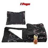 I Frogee Brocade Baby Blanket & Pillow Set in Black/Red & Silver Cherry Blossom Print by I Frogee