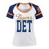MLB Detroit Tigers SS Uネックラグランwithスリーブストライプ挿入 S ホワイト