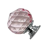 Lovoski 透明ガラス　ドアノブ　引き出し　キャビネット　家具ビンハンドル　 取っ手　全5色 - ピンク