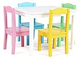 Tot Tutors Kids' Table and 4 Chair Set, Pastel Wood [並行輸入品]