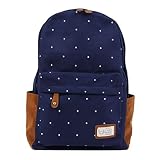 Damara Dots Canvas Fabric School Bags Backpack Rucksack,Navy Blue [並行輸入品]