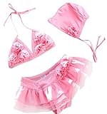 (コ-ランド) Co-land ベビー水着 女の子 ビキニ ショーツ キャップ付き 3点セット セパレート キッズみずぎ スイムウエア 子供用 女児 フラワー フリル ガールズ ピンク 3