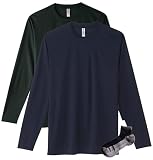 [グリマー] ドライ 長袖 Tシャツ メンズ 2枚組 Sportsソックスセット ブラック/ネイビー L