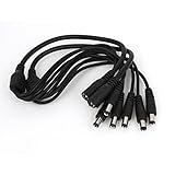 uxcell　DC電源ケーブル　コネクタ　CCTVカメラ　 DC 5.5x2.1mm 1 メス－4オス 　 44cm 2個入り