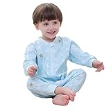 Luyusbabyパジャマ ベビースリーパー 長袖ジッパー開閉式 ストリープ星柄　ブルーＭ