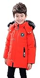 EOZY 子供服 棉服 冬 ジャケット コート フード付き 防寒 暖かい アウター 男の子 ボーイズ ポケット 通園 通学 お出かけ ロングコート 110 オレンジ