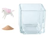 花市場直送便 ミニチュアガラス ペガサス ピンク & カラーサンド ベージュ & 植え込み用グラス ニューブロックS