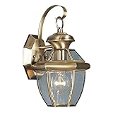 Livex Lighting 2051-01 Monterey 1 Light Outdoor Antique Brass Finish Solid Brass Wall Lantern with C