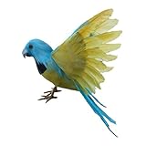 Dovewill 人工鳥　現実的　飾り　インテリア　置物　全15種選択　小道具　芝生　庭　おとり - パロットイエロー
