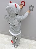 (プチプライム) Petit Prime キッズ 小悪魔 フード付トップス パンツ セットアップ スウェット グレー 130