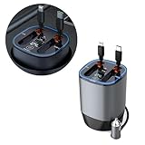 車 充電器 シガーソケット PhyiFlbey USB 巻き取り式充電ケーブル 車 4台同時に充電 車載充電器 シガーソケット 急速充電 4ポートアダプター 2本の延長線(80cm) 【Type-C 100W急速充電】Type-CとUSB-A出力ポートを搭載 DC12V/24V 電圧検出 インテリジェント充電保護 LEDデジタル表示機能 Android iPhone 14/13/12対応