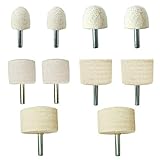 Kimlonton 10ピースセット 研磨フェルト ウール研削ヘッド 電動ドリル用 鏡面研磨や金属磨【6mm軸 】（円錐型φ20×26× 6/φ25×27×6◆円柱型φ30×23×6/φ35×25×6